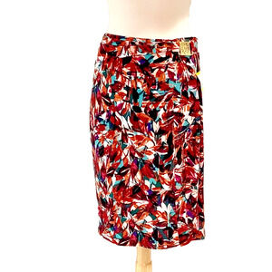 Anne Klein Women's Pull On Skirt sz M Floral Multicolor Leaves NWT